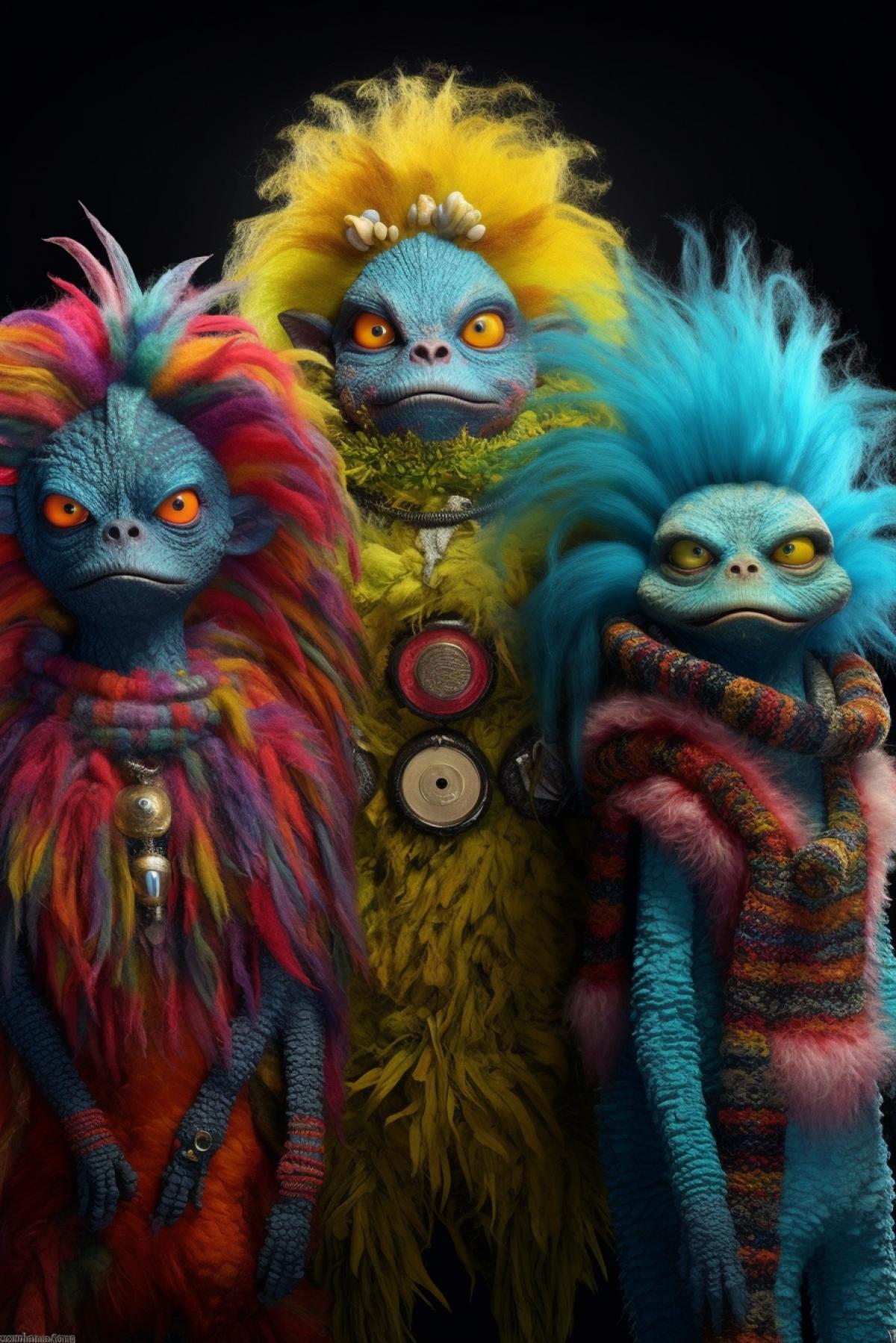 Aliens with colorful fur