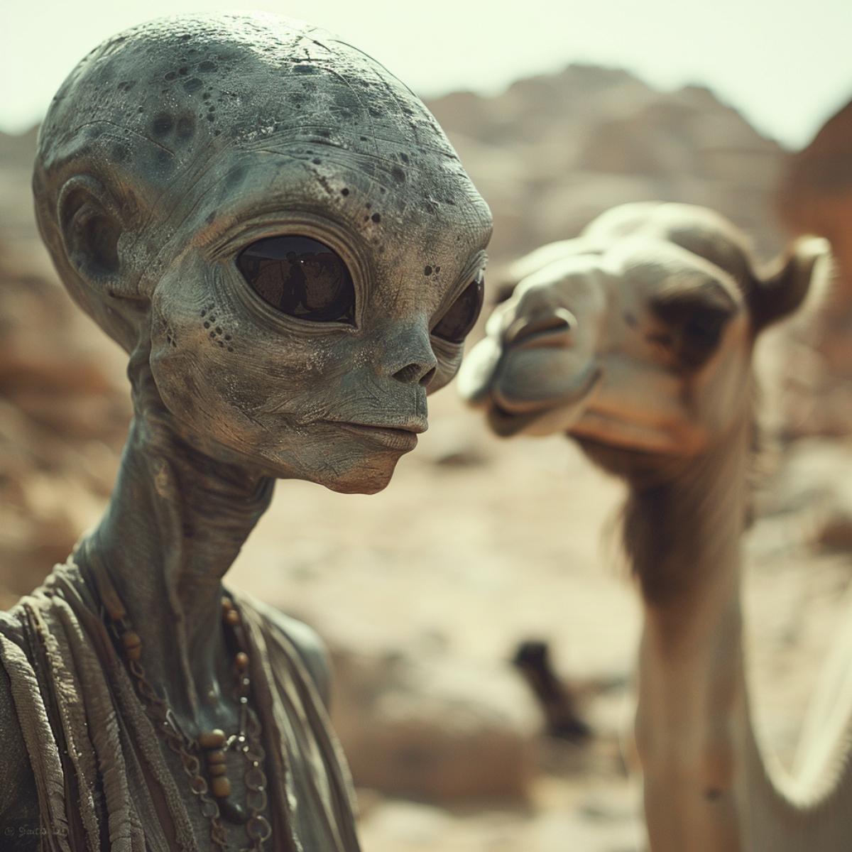 A spaceship arriving from another galaxy crashed in the Kakakum desert, a small alien talks to a camel, proving that he is from other planets