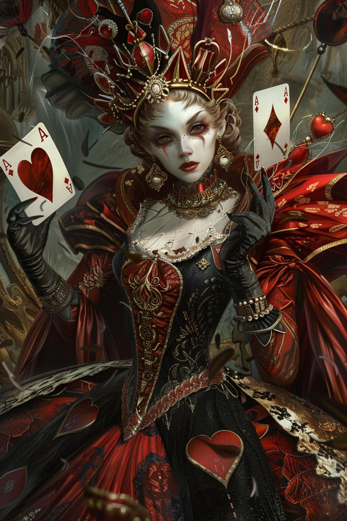 Character Queen of Cards from Lewis Carrolls fairy tale, Miskika
