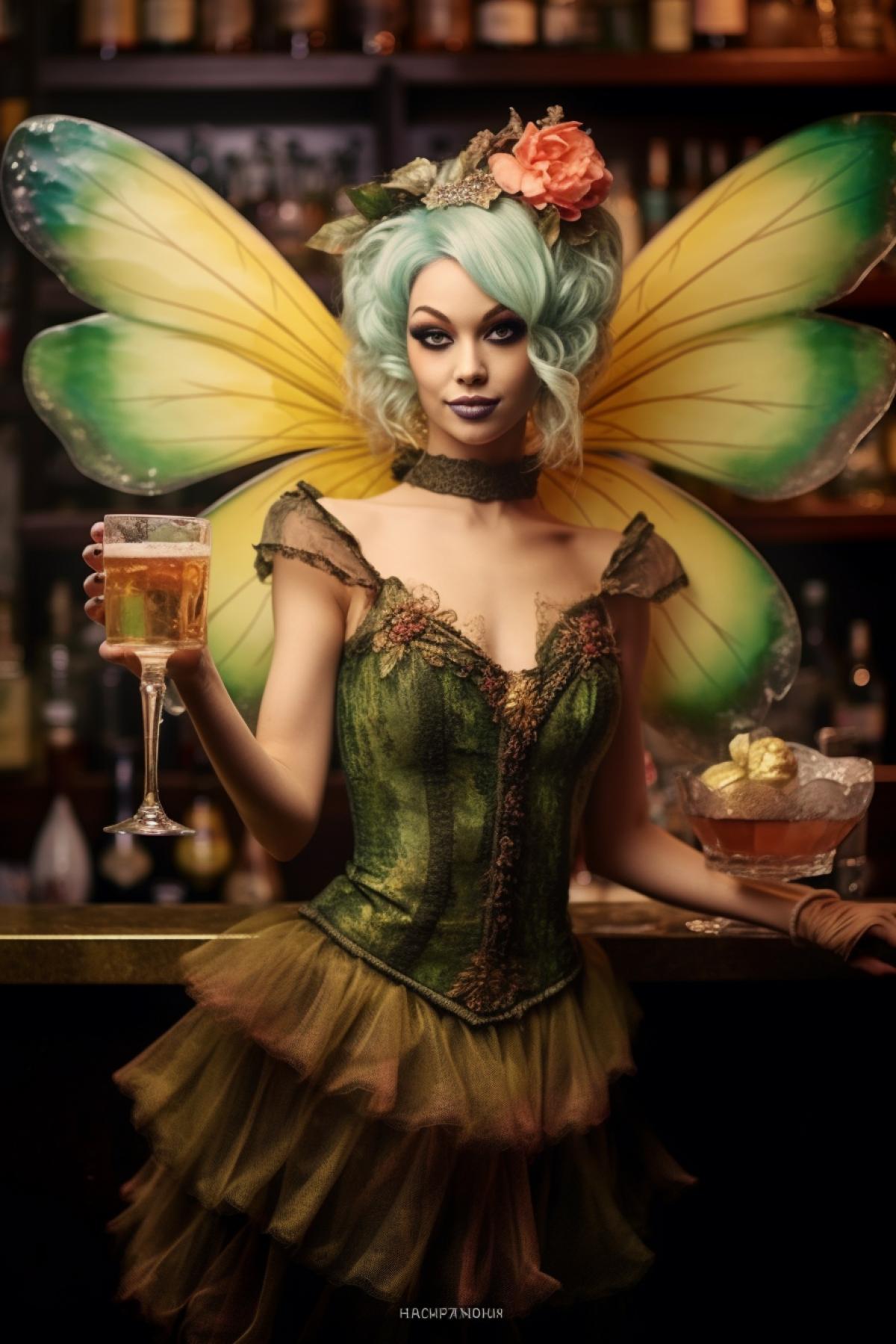 Fairy with big wings bartender