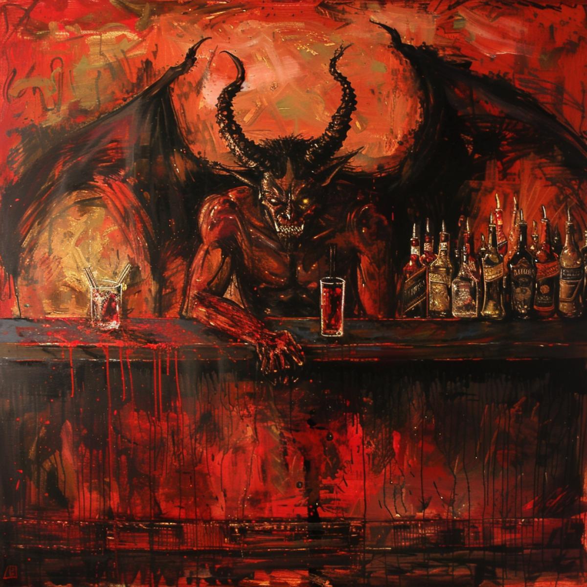 Hells bar, Lucifer at the bar mixingrockettails