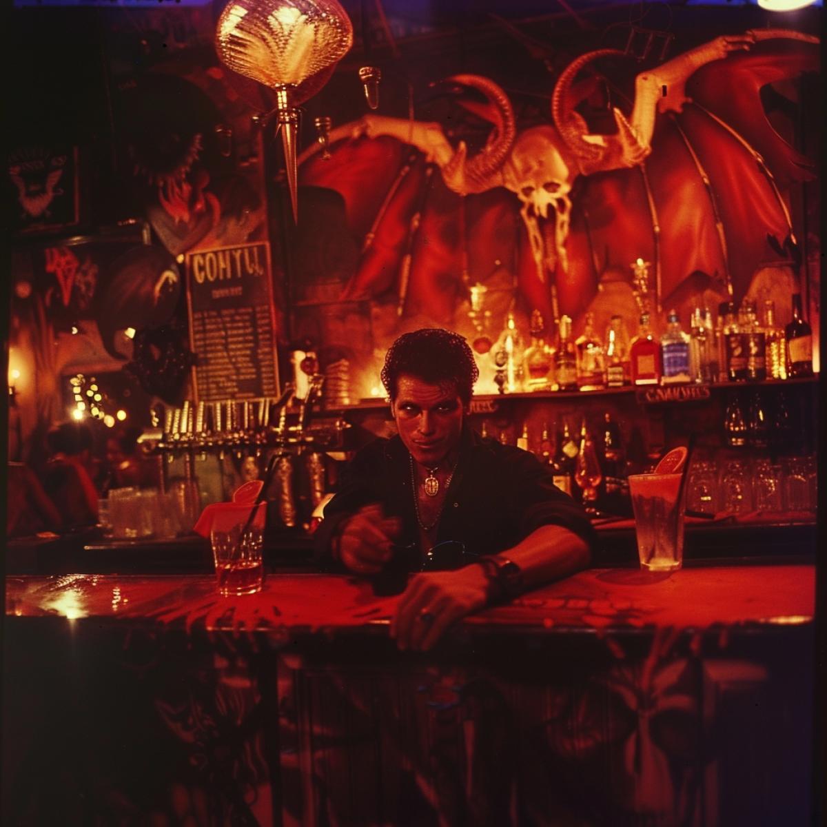 Hells bar, Lucifer at the bar mixingrockettails