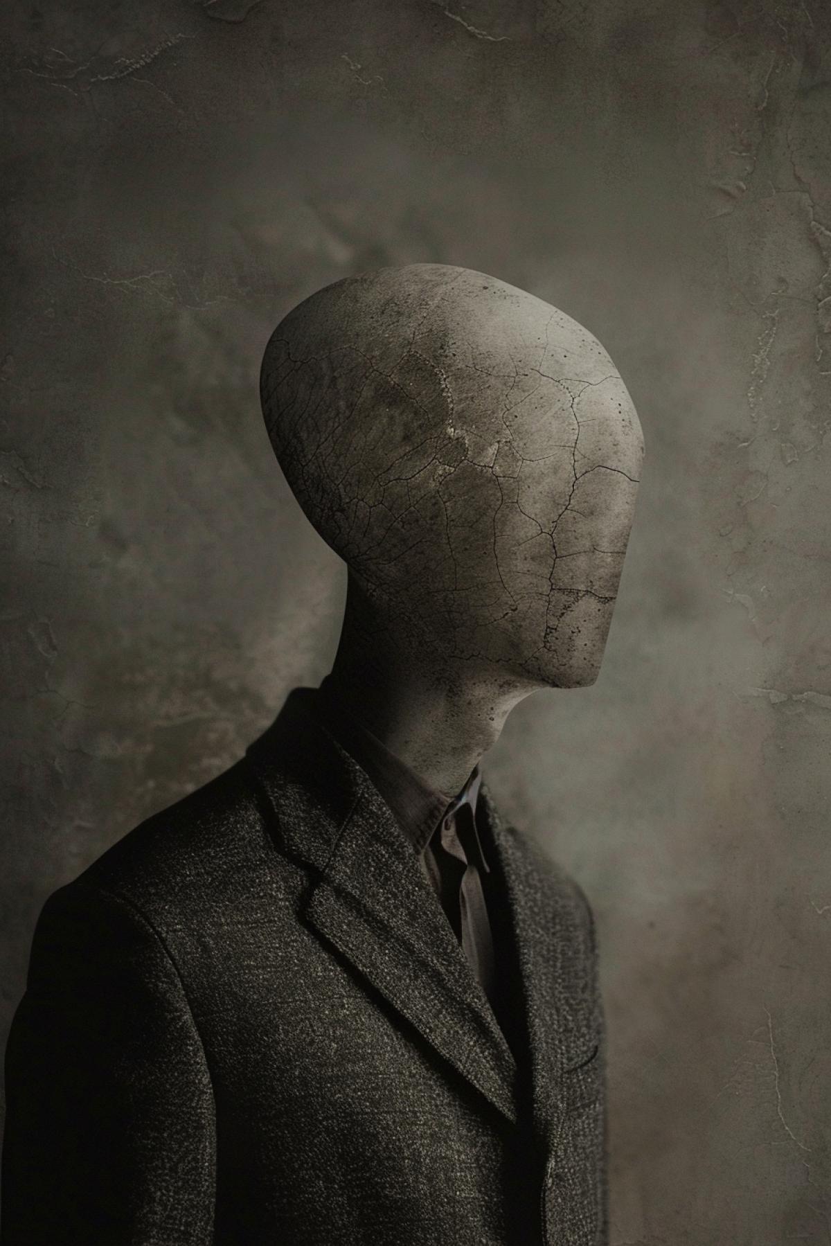 head in the head, absurd image, minimalism, flickering, Photoshop