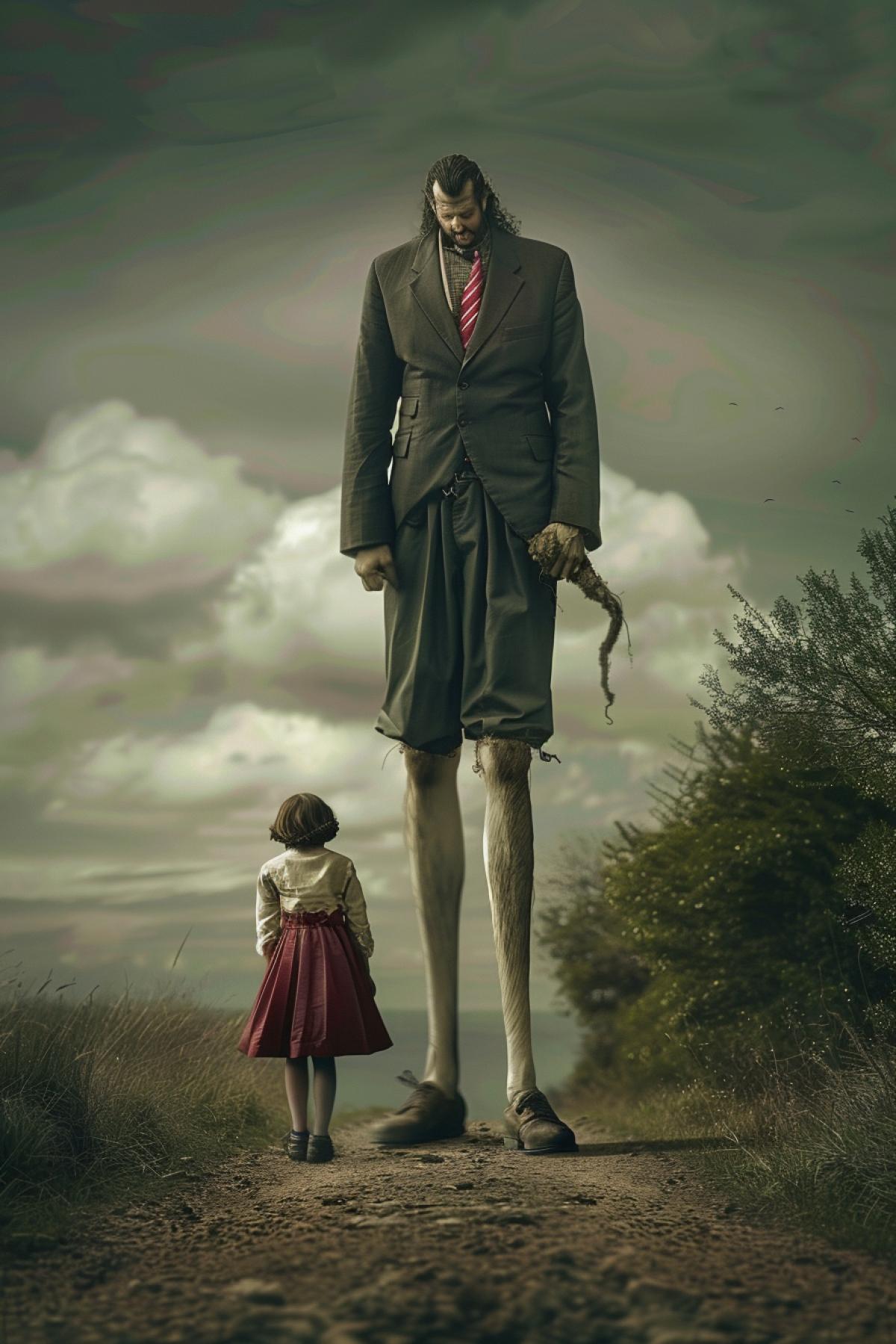 absurd images creativity flickering realistic Photoshop image small and large thin and fat