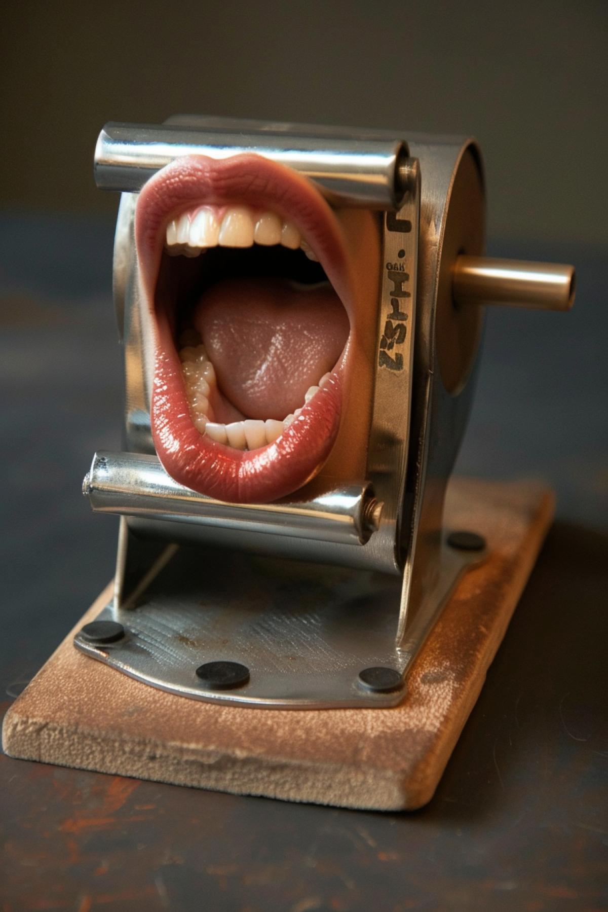 Lip rolling machine, a device for rolling long lips into a roll, a ridiculous invention for the mouth and lips