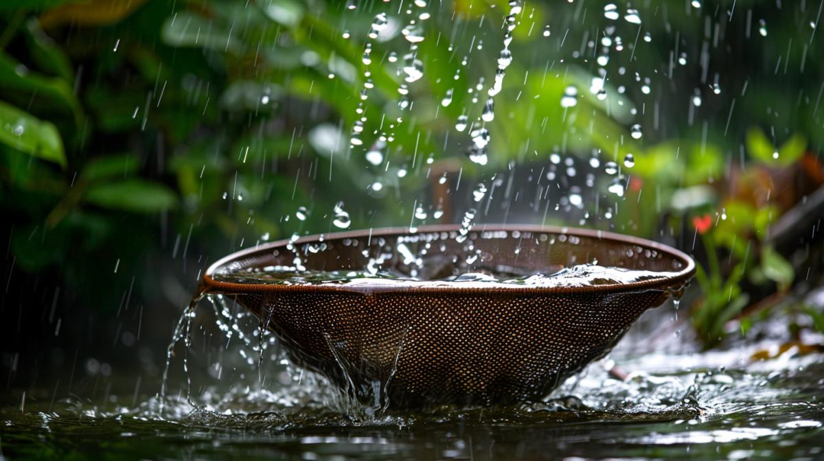 mechanism for collecting rain in a sieve