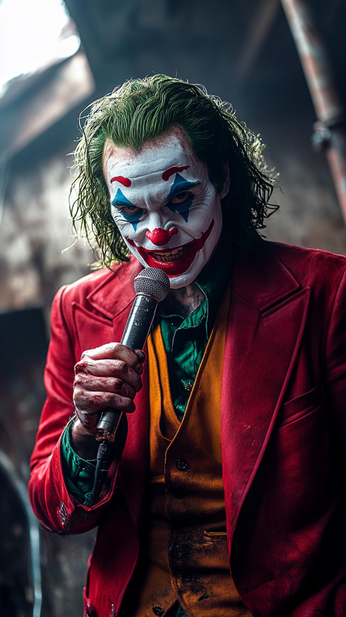 Joker sings karaoke