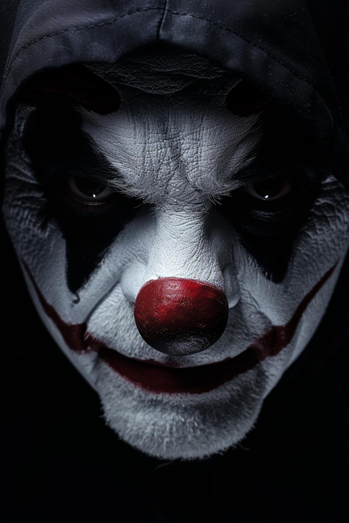 Panda Joker. Professional portrait in dark colors. Epic atmosphere.
