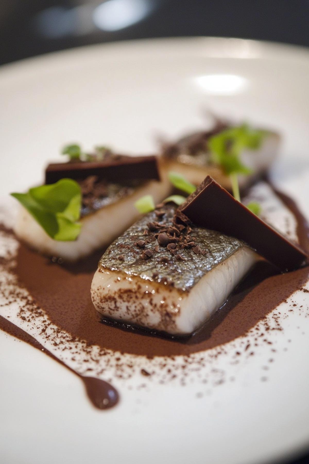 Experimental dish: herring in chocolate