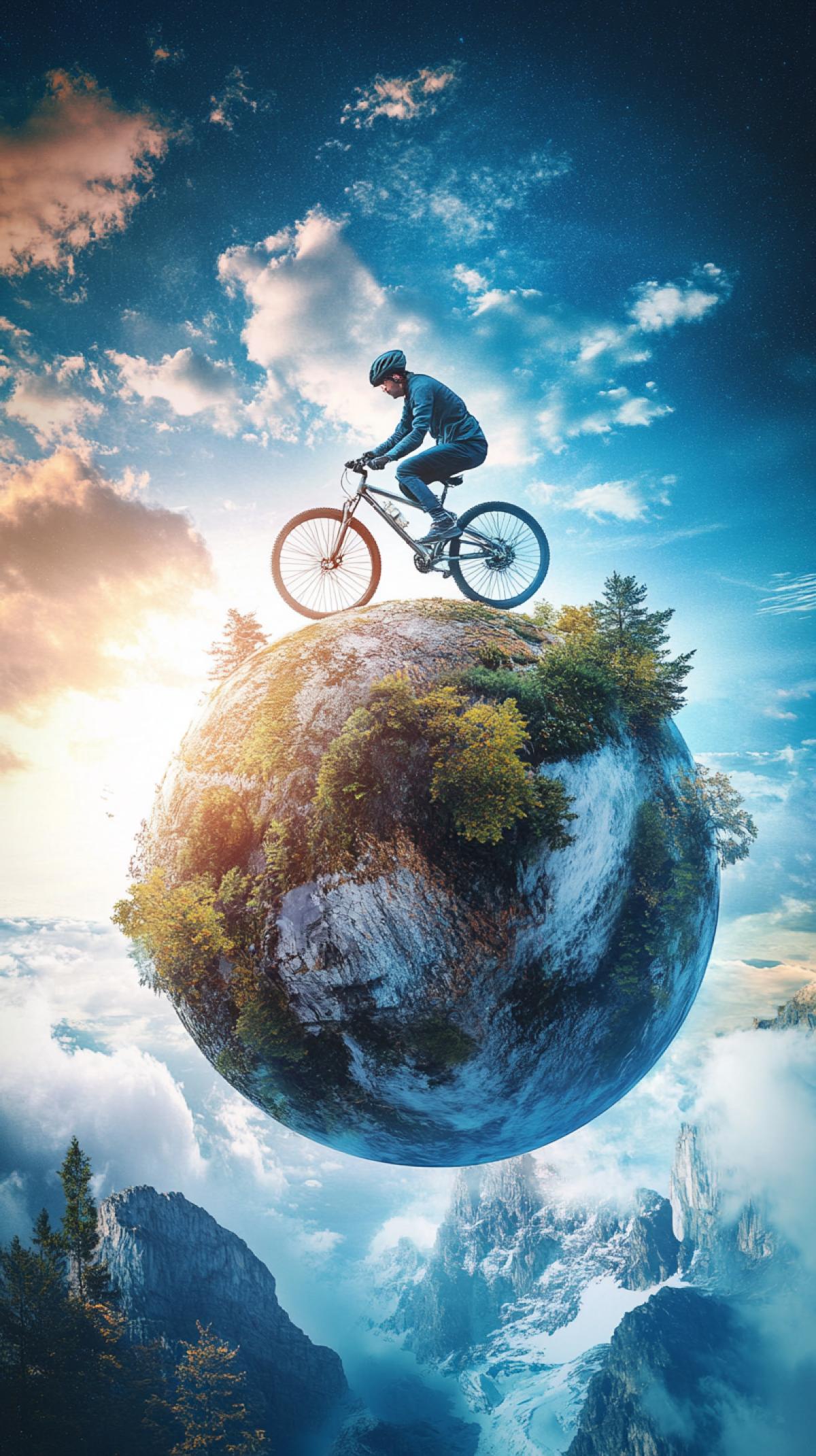 Bike ride on round planet earth