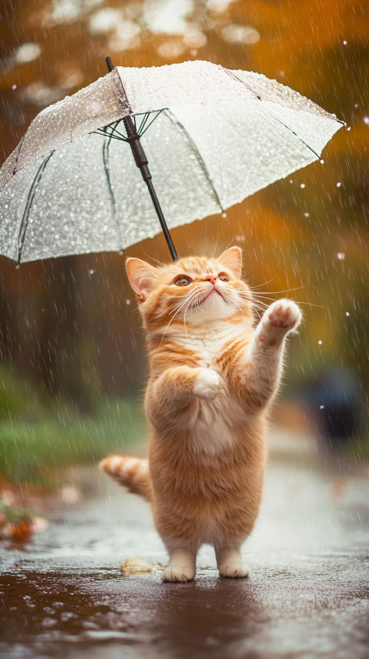 cat with an umbrella