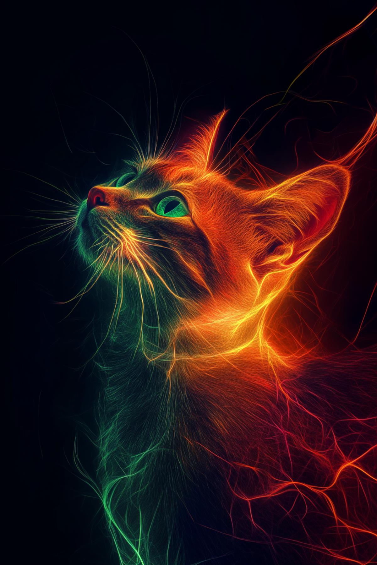 World Cat Day, flickering, realistic image, psychedelic, photoshop, smooth and soft lines, , poster