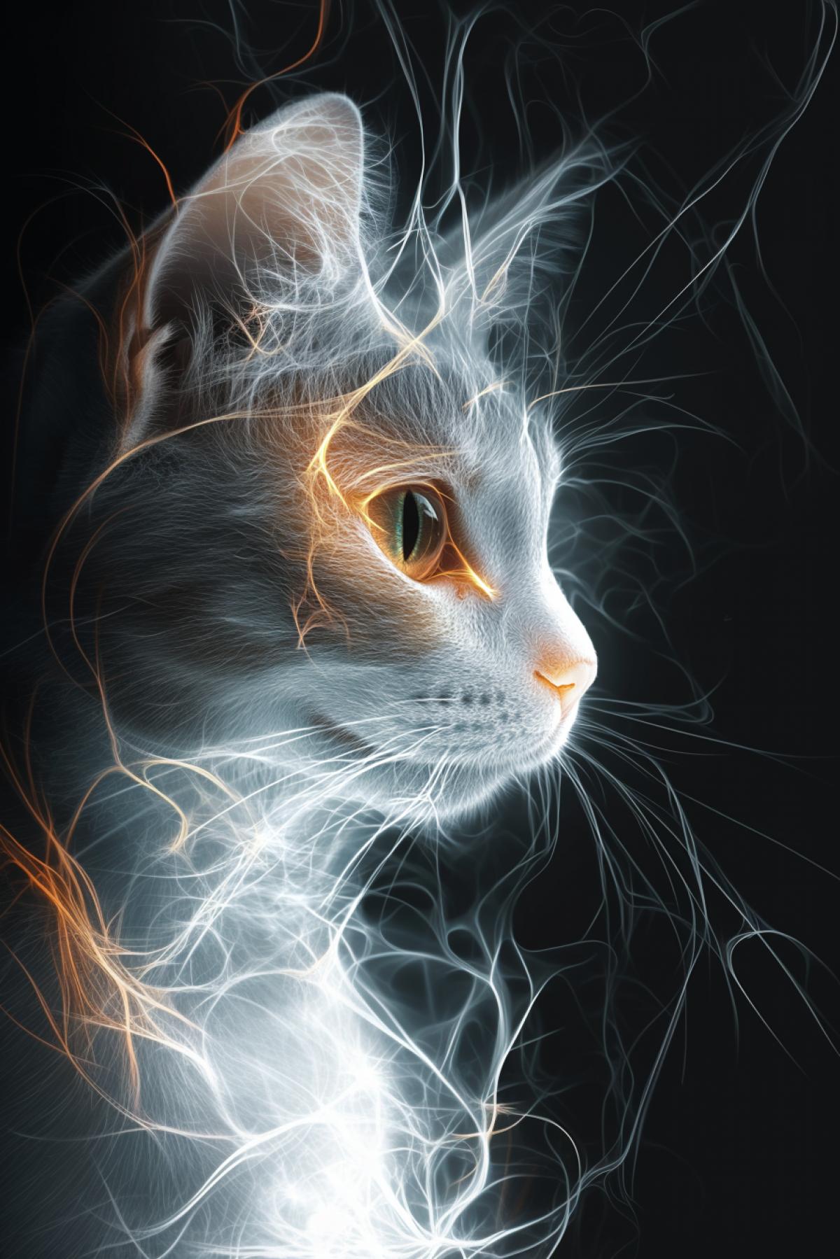 World Cat Day, shimmer, realistic image, minimalism, psychedelic, photoshop, smooth and soft lines,