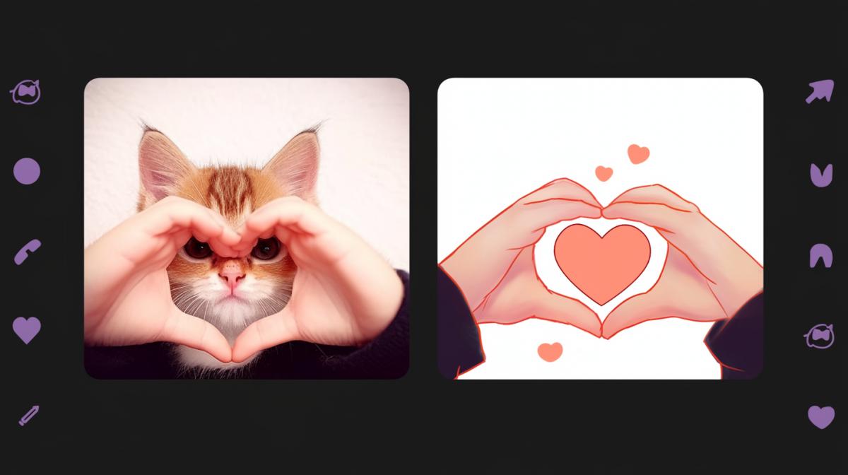 Telegram sticker, a cute kitten folded its paws into a heart.