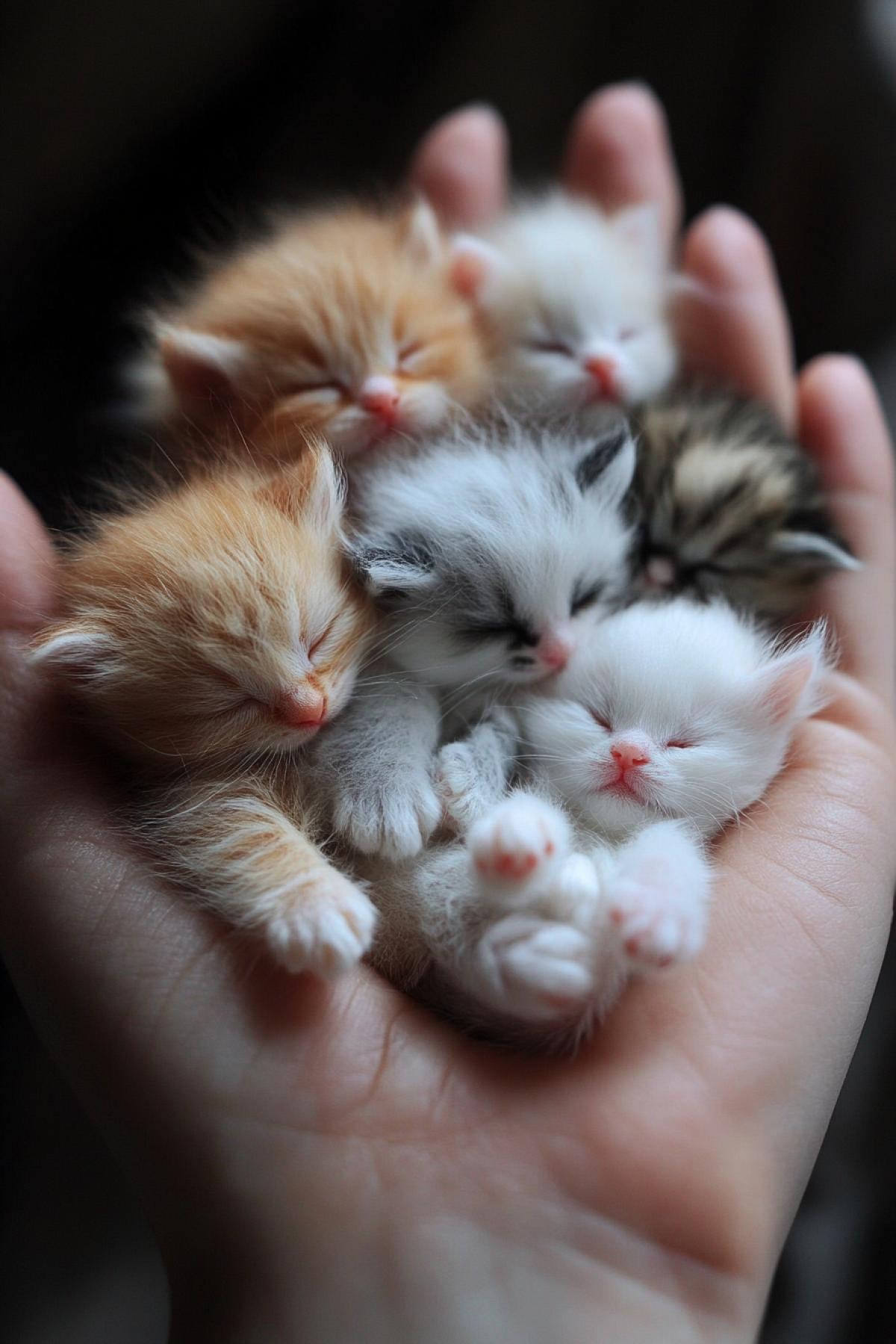Ten microscopic fluffy kittens in my palm