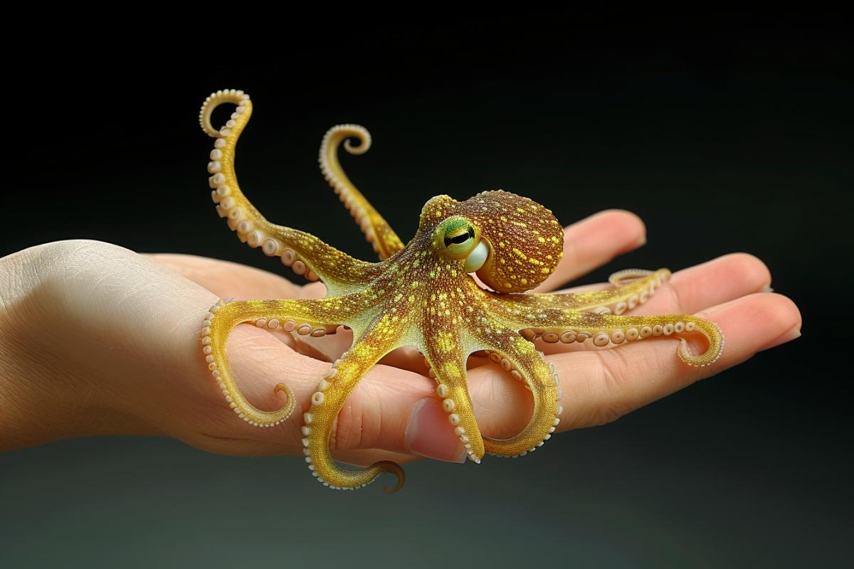 Microscopic octopus on the palm