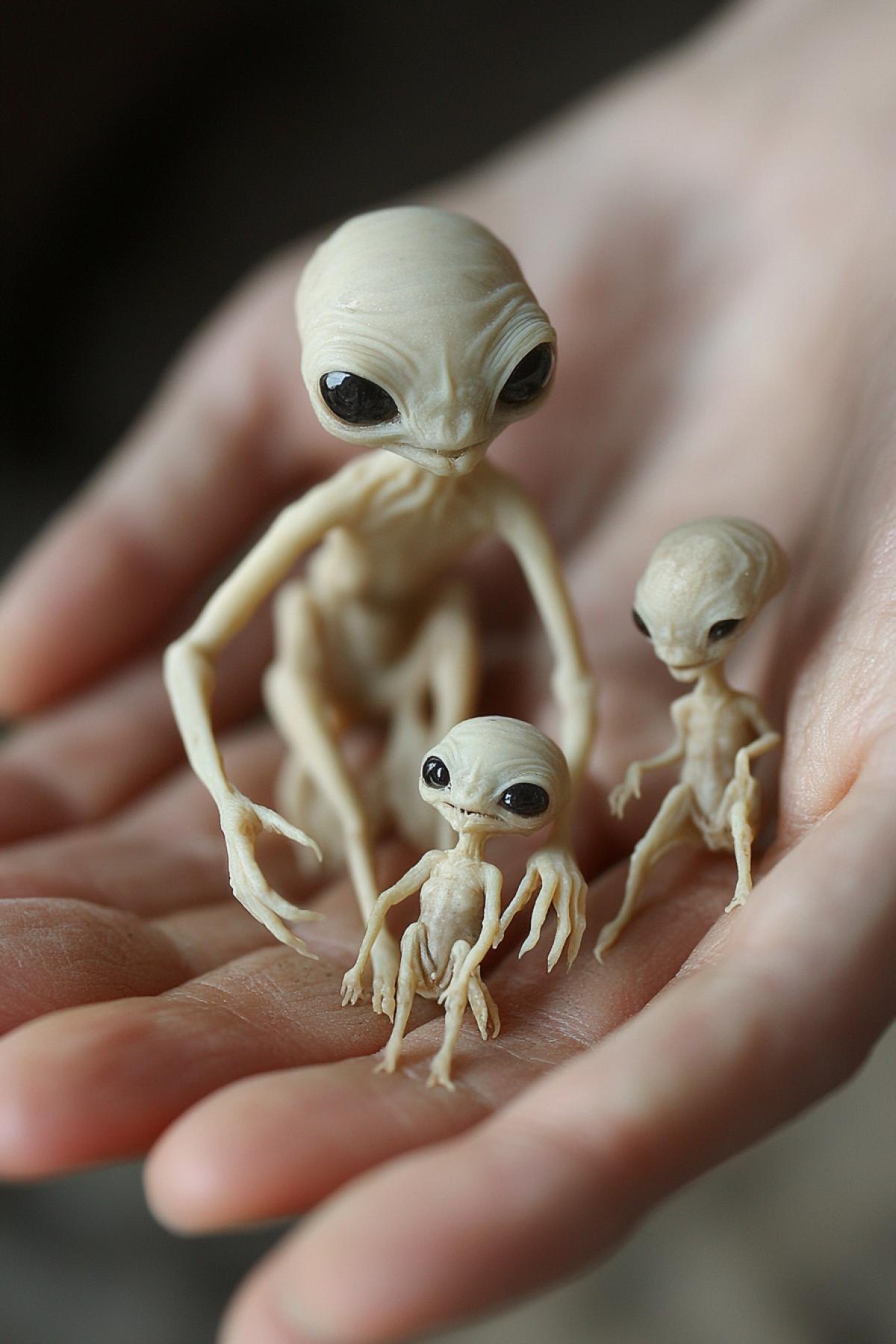 Strange Lilliputian aliens in human palms
