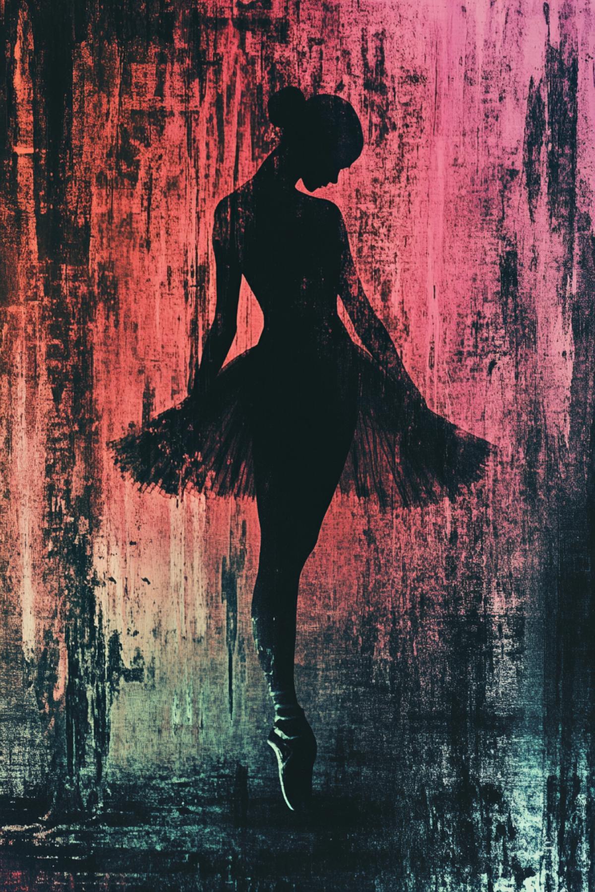 Ballerina, gothic style, vampire, twilight movie style, flicker, photoshop, aesthetics, minimalism, psychedelic