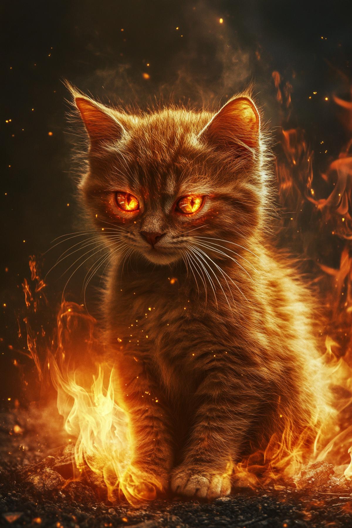 cat in a , flickering, realistic image, flickering, realistic image, photoshop