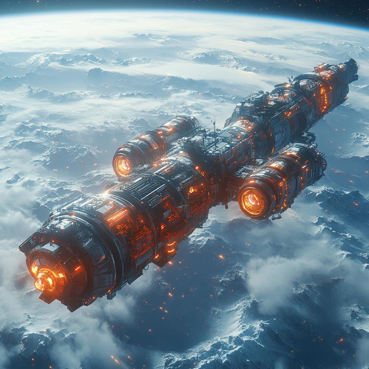 Command post of a spacecraft patrolling outer space