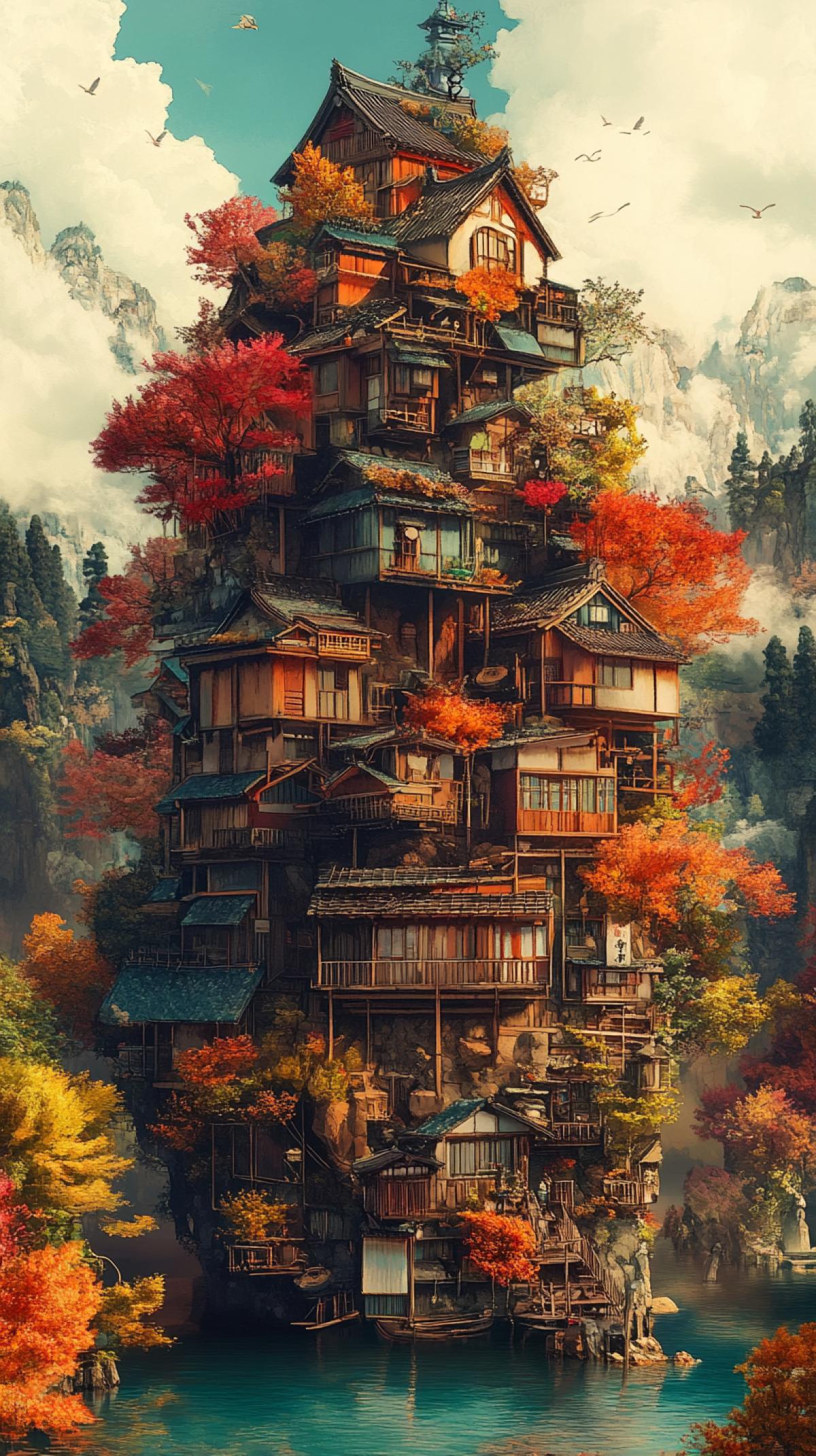 Amazing structure of houses, rest, cottage, ghibli shinkai, canvas amazing watercolor, detailed com4k, 8kAmazing structure of houses, rest, cottage, ghibli shinkai, canvas amazing watercolor, detailed com4k, 8k