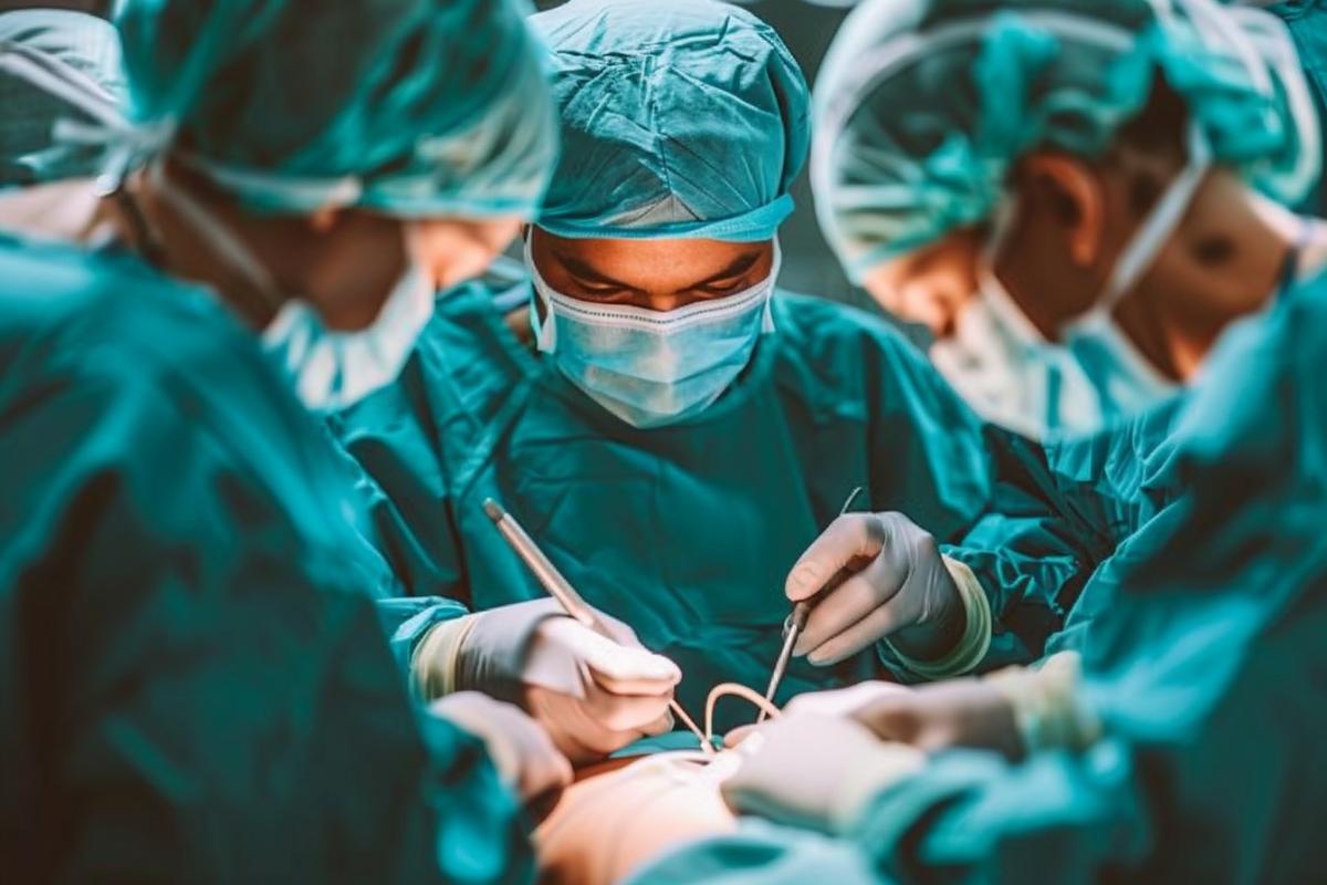 Surgeons perform a complex operation, photo from the operating room