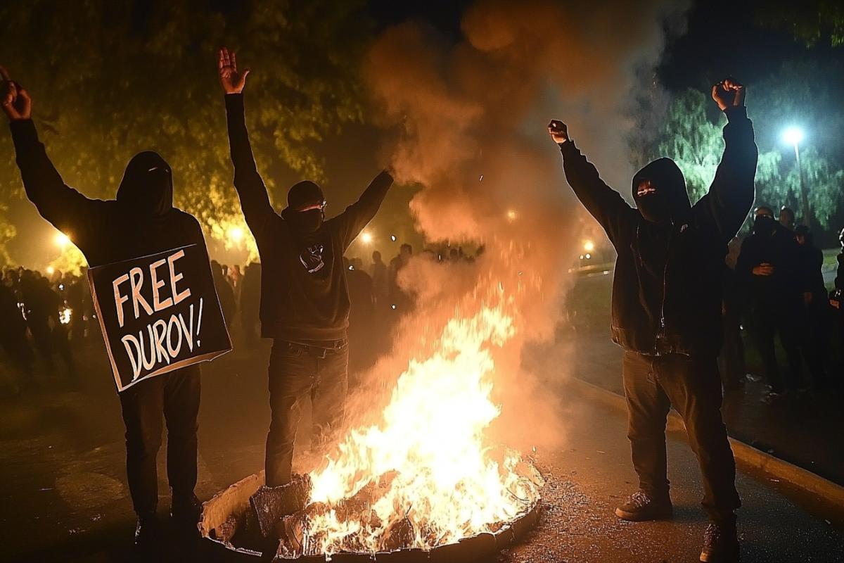 Riots, protests in the center of Paris, large slogans \"FREE DUROV!\"