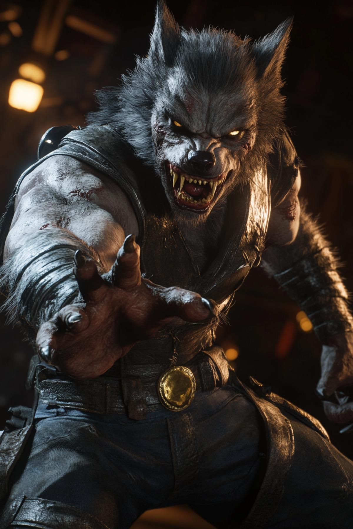 Werewolf as mortal combat character on par of drunken crane screenshot