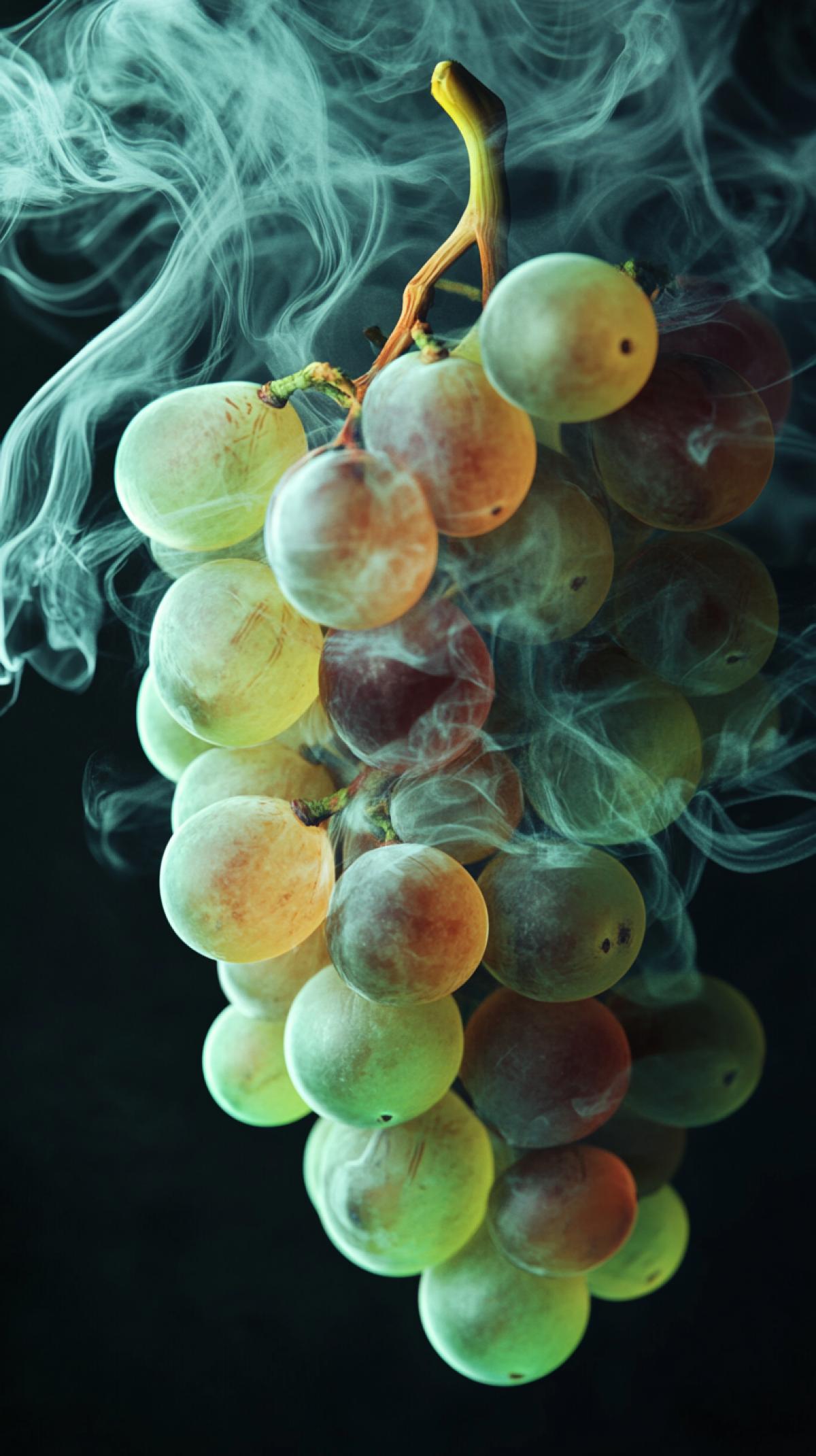 Curly smoke from a bunch of grapes