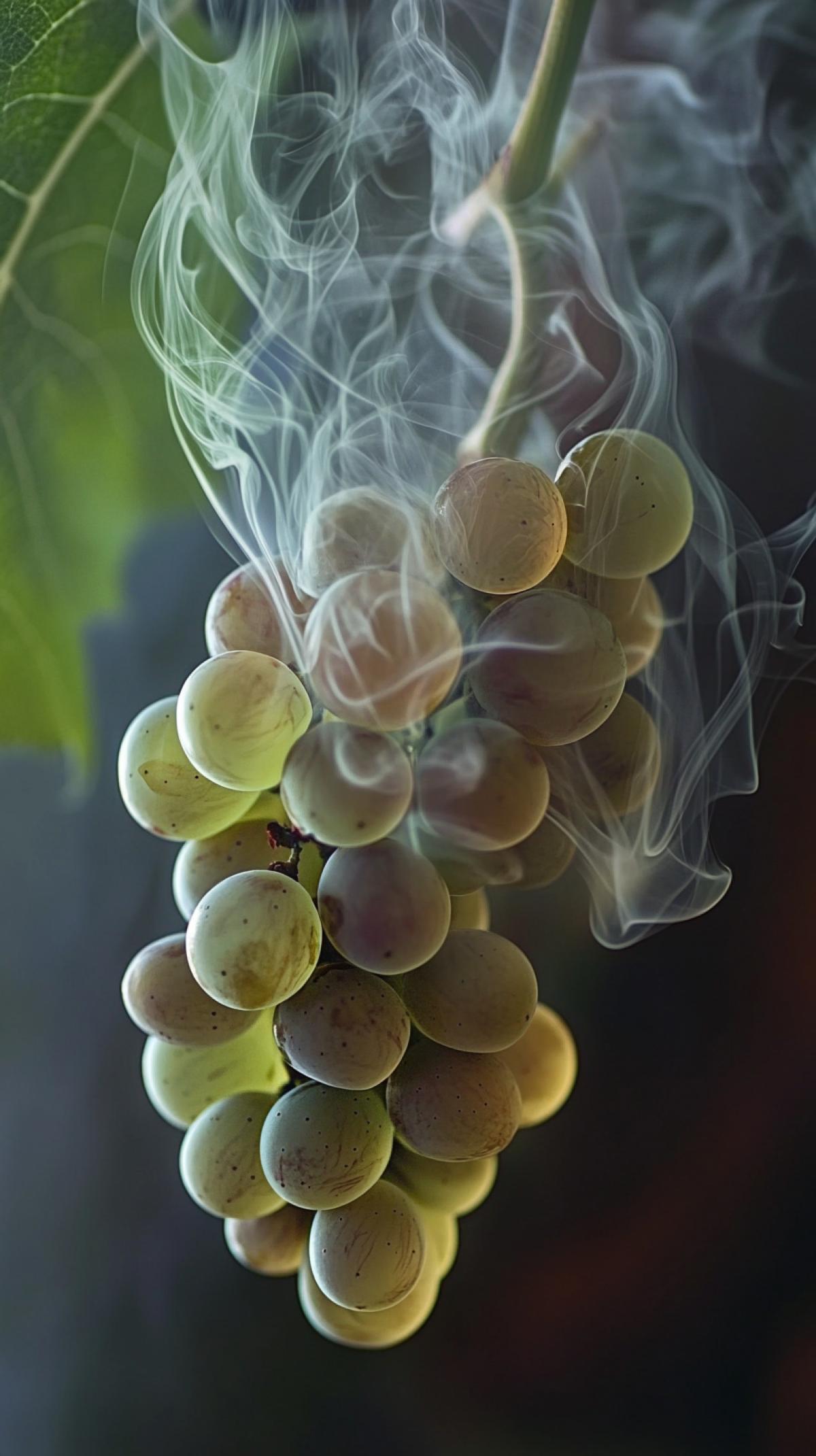 Curly smoke from a bunch of grapes