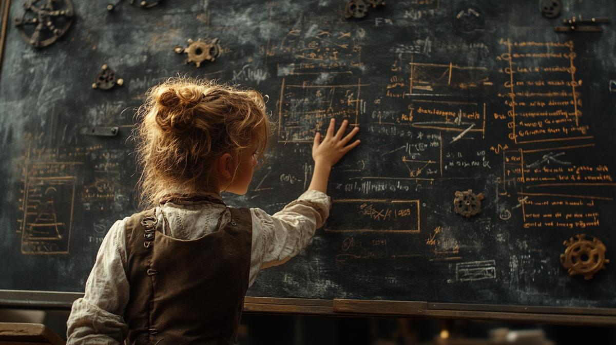 Back to School in a steampunk-themed classroom, Victorian-era inspired design with lots of brass, gears, and steam-powered machines, students wearing vintage clothing with mechanical accessories, chalkboards that display lessons through complex gears, warm sepia tones with intricate details, reminiscent of Jules Verne’s visionary style, highly detailed mixes historical with fantastical.