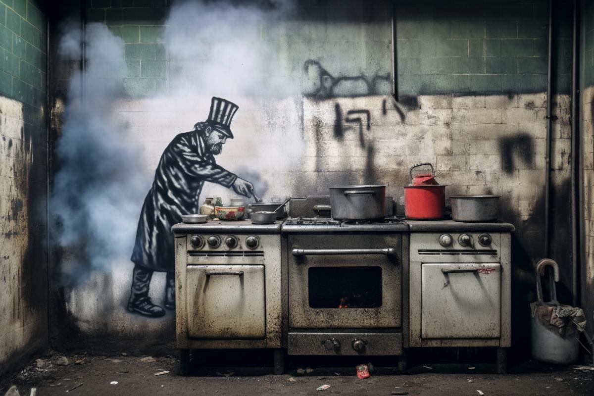 Graffiti with borscht in Banksy style