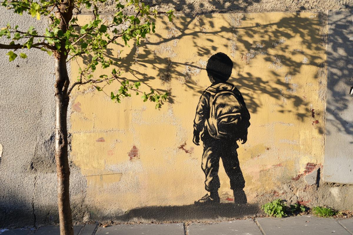 Banksy style graffiti