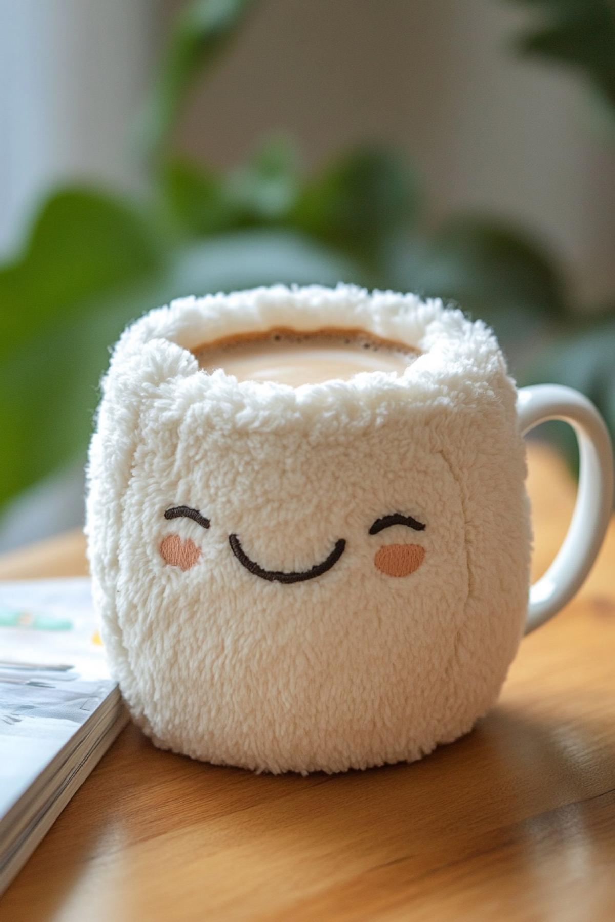 Soft plush coffee mug, plush style, coffee inside