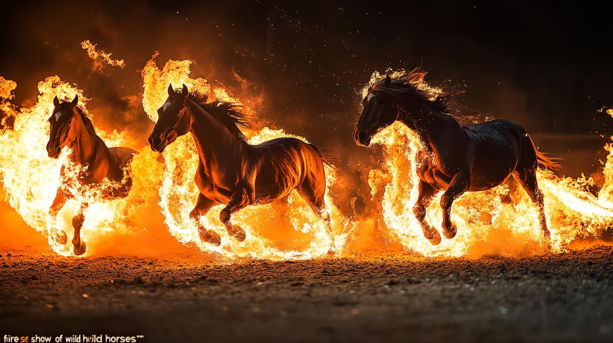 creative photo \"fire show of wild horses\"