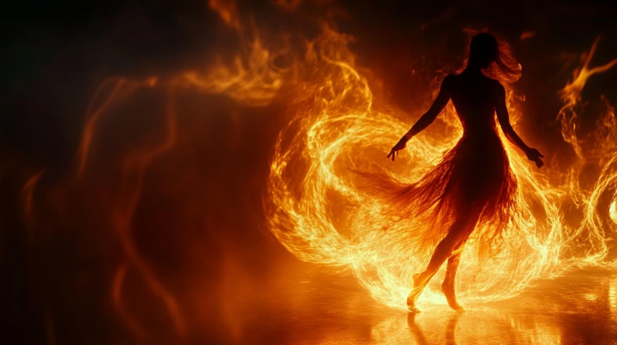 Bright dancing with fire