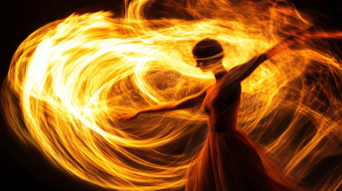 Bright dancing with fire