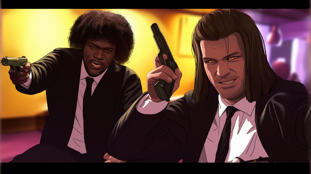 Vincent Vega and Jules Winfield in anime style