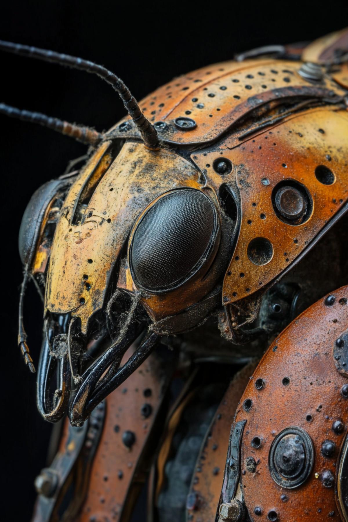 Mechanical beetle close-up portrait
