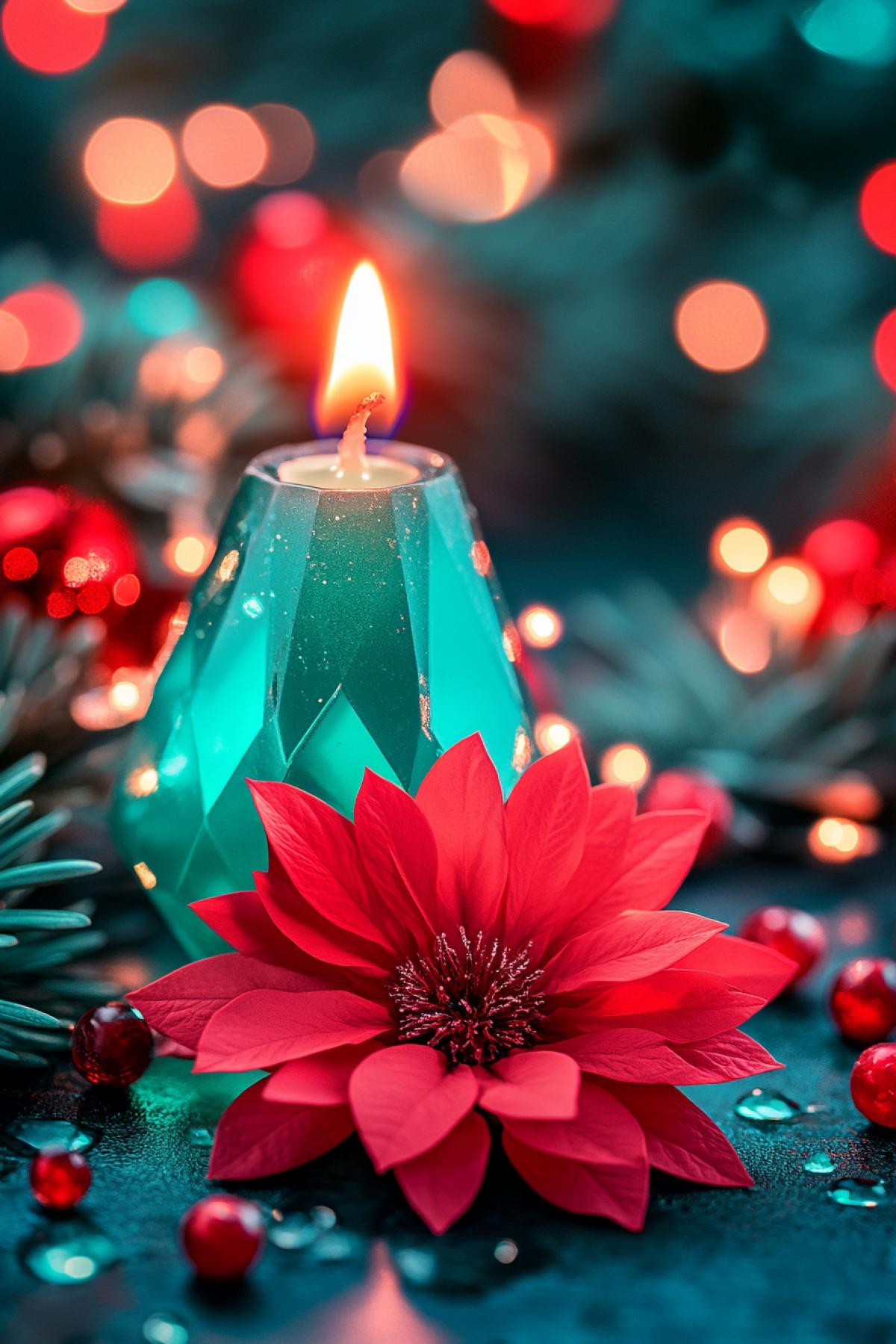 Candle in the form of luxury jewelry with emeralds and rubies