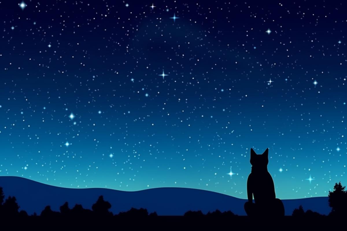 Incredible night sky, magical and magical, cat constellation in the night sky