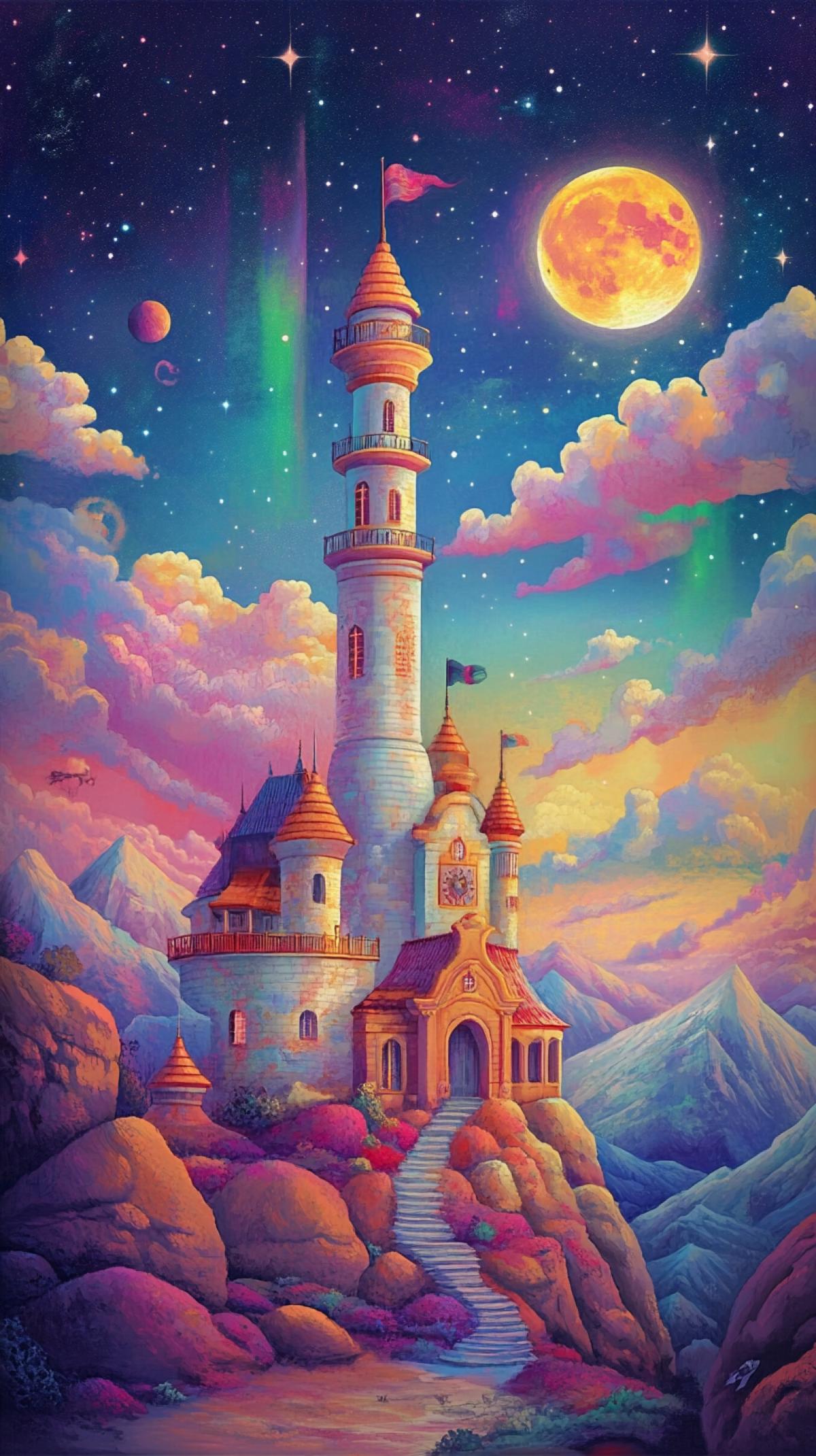 astronaut, aurora, bamboo, building, campfire, castle, chimney, city, city lights, cityscape, clock, clock tower, cloud, cloudy sky, constellation, crescent, crescent moon, desert, earth (planet ), field, flower, flower field, full moon, galaxy, house, lighthouse, milky way, moon, moonlight, mountain, mountainous horizon, night, night sky, no humans, outdoors, planet, purple sky, red moon, reindeer, rocket, scarlet devil mansion, scenery, shooting star, sky, skyline, skyscraper, space, space craft, space helmet, spacesuit, star (sky ), star (symbol ), starry sky, starry sky print, sun, tanabata, tanzaku, telescope, tower, ufo, window