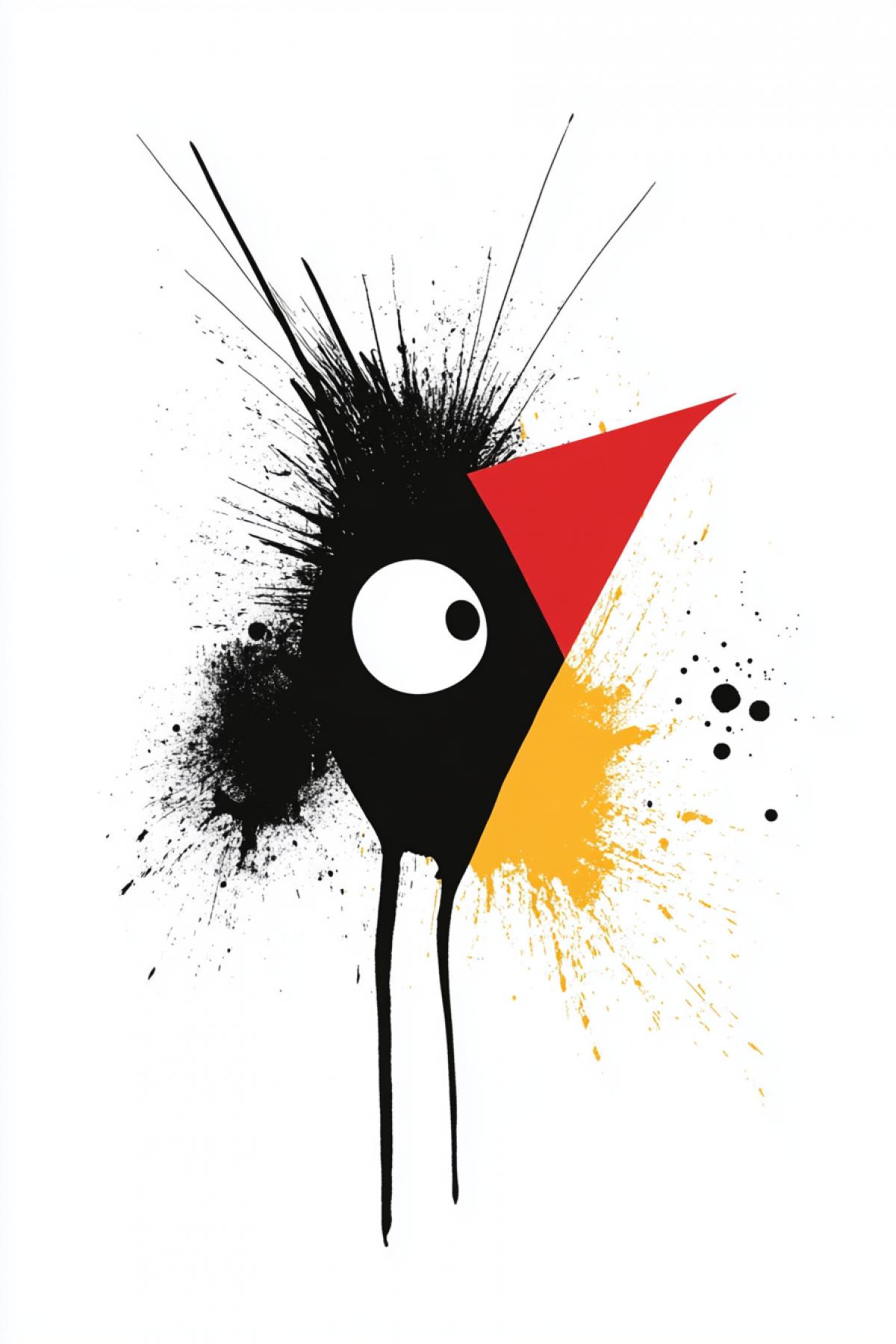 sparrow punk In the style of Joan Miró, freedom of imagination, minimalism, flickering, photoshop, logo