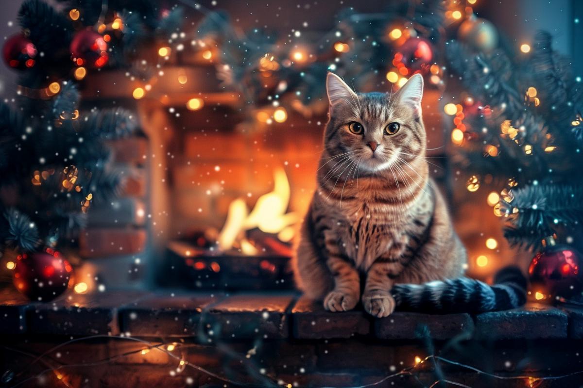 New Years family evening by the fireplace, cozy, pixel art