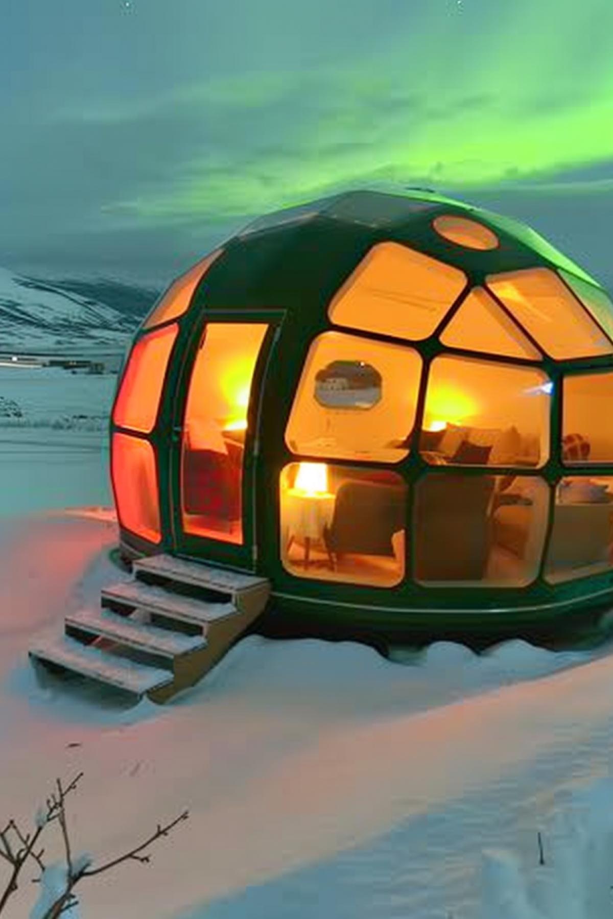 Greenhouse, northern lights, the most beautiful place among the rocks at night, tomatoes and dumplings. 🥟💊🧚‍♀️