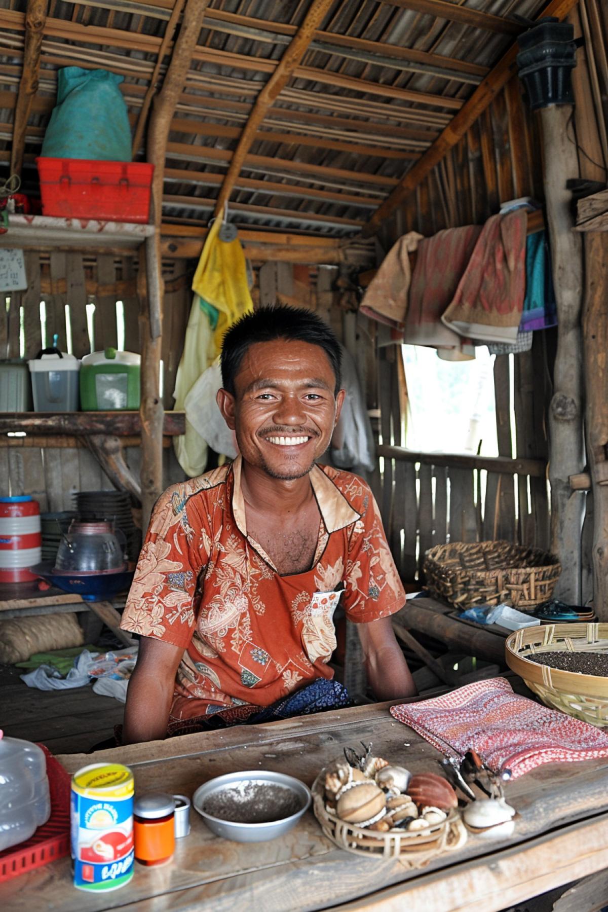 Good grandfather smiles, he is happy!