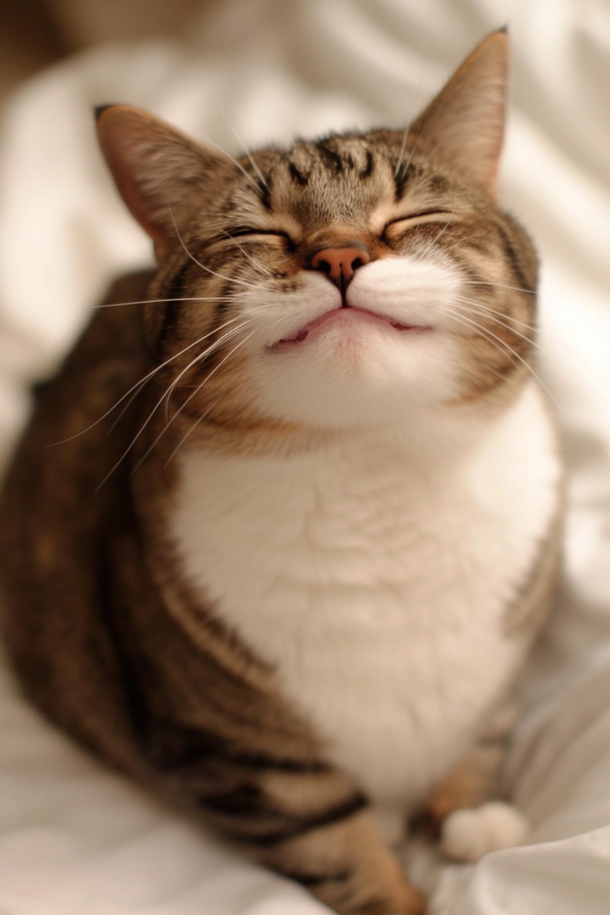 Wide happy smile of a cat