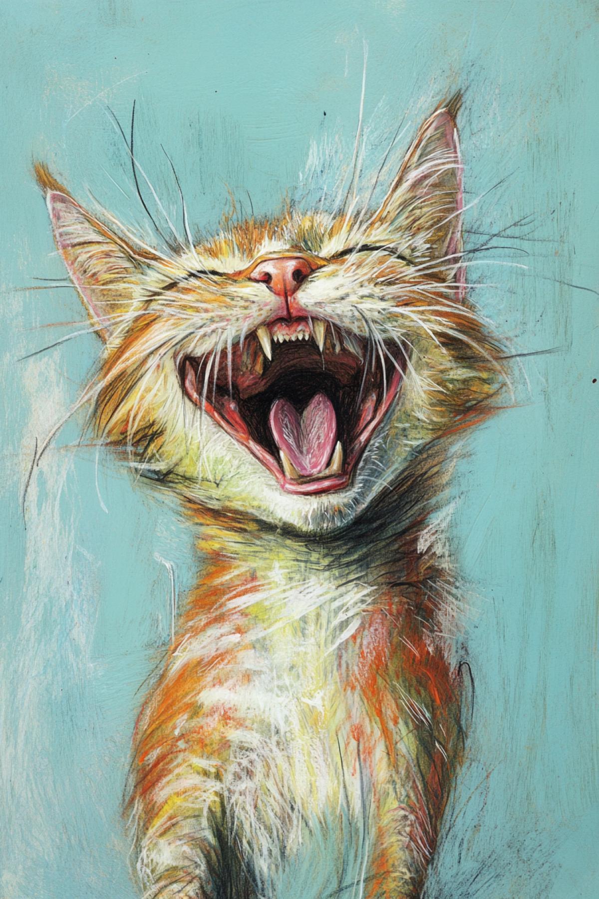 The cat is gone only his smile left coloured pencils illustration