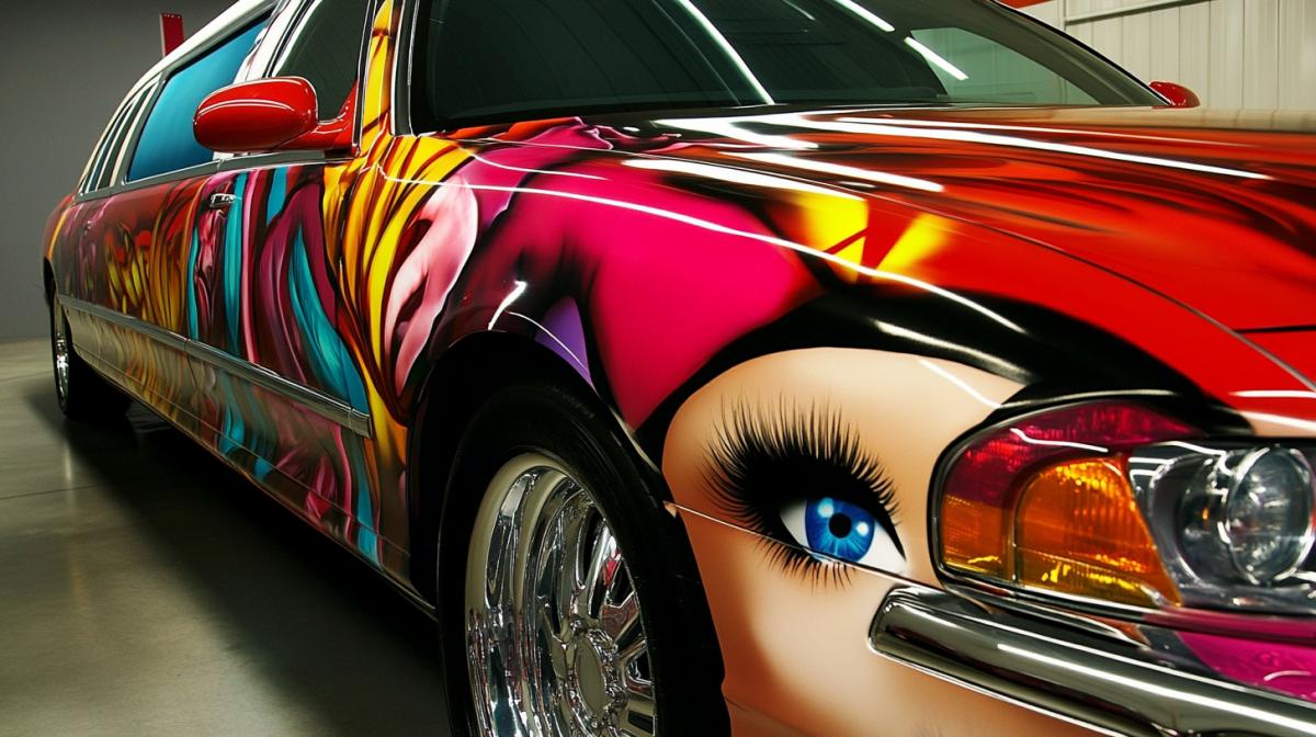 Glamorous airbrushing on a limousine