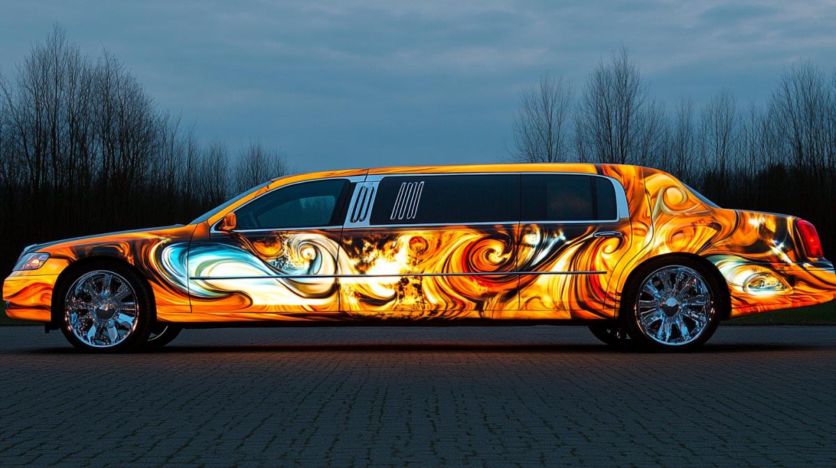 Glamorous airbrushing on a limousine